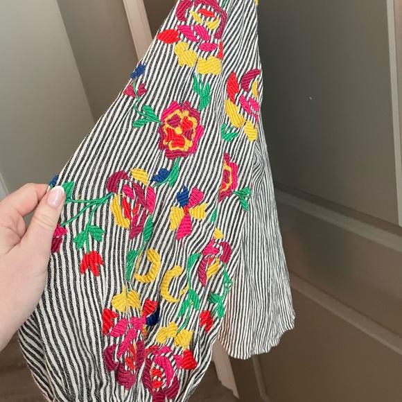 Anthro embroidered blouse with tassles, size L - Picture 2 of 4